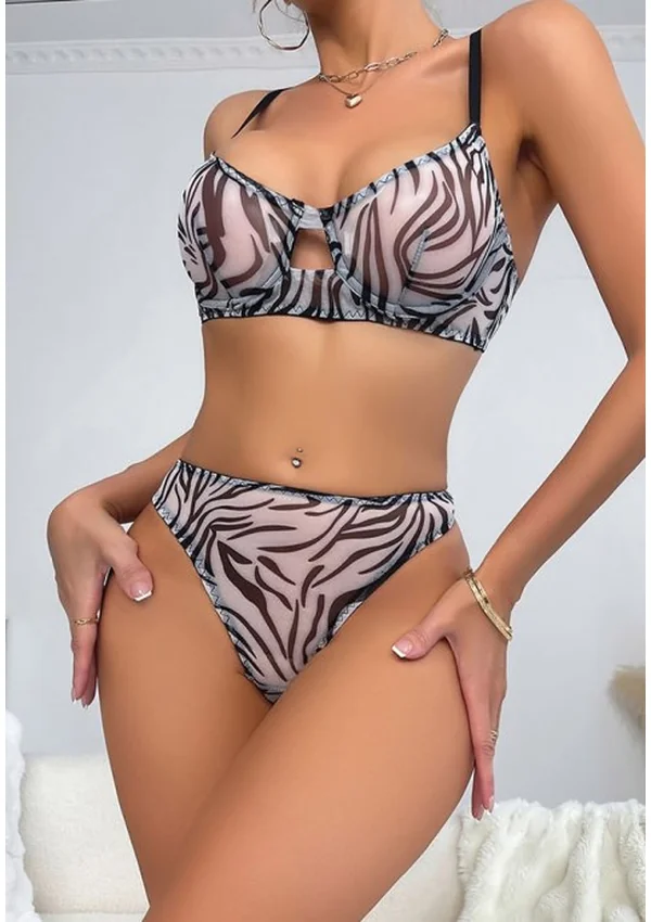 Wild Elegance Bra Set - Black/Zebra color thumbnail