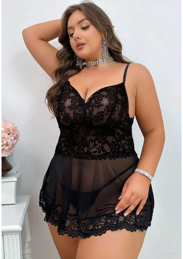 Midnight Curve Plus Babydoll - Black color thumbnail
