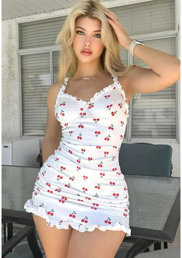 Sweet Cherry Chemise - White color thumbnail
